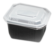 50 Vaschette PP base nera + coperchio trasparente : Vaisselle snacking