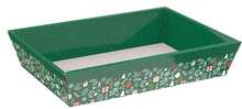 Corbeille carton décor bonnes fêtes vert/rouge /or  : Cestini
