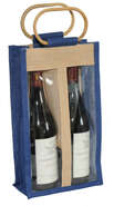 Sacchetto di iuta 2 bottiglie 75 cl blu con finestra : Bottiglie e prodotti locali