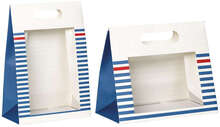 Sac papier pochette blanc / bleu /rouge avec fenêtre PVC  : Borse