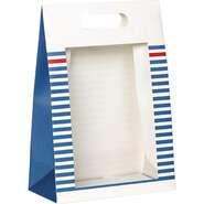 Sac papier pochette blanc/bleu/rouge fenêtre PVC : Barattoli