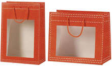 Sacs papier orange fenêtre PVC  : Borse