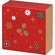 Coffret carton carré fourreau "Bonnes fêtes rouge" : Scatole