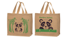 Sacs cabas jute " Bambou panda  "  : Borse