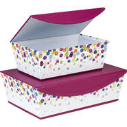 Acquisto di Boîte cadeau rectangulaire avec couvercle à charnière magnetique motif pois blanc/violet 