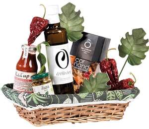 Immagine del prodotto Cestino rettangolare in vimini/legno con disegno vegetale