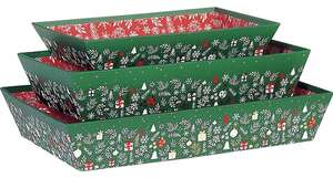 Immagine del prodotto Cestino rettangolare in cartone con decoro Happy Holidays