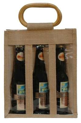 Immagine del prodotto  Borsa in juta per 3 bottiglie da 33cl + finestra LONGNECK