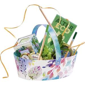 Immagine del prodotto Cestino ovale in cartone "Fiori acquerellati"