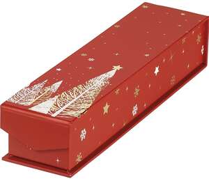 Immagine del prodotto Rechteckige Pralinenschachtel aus Karton, 1-reihig, Rot/Weiß/Gold Heißfolienprägung, Magnetverschluss