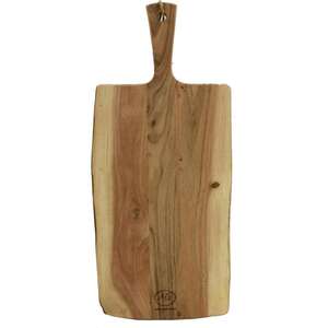 Immagine del prodotto Tagliere in legno di acacia naturale con manico e cordino.
