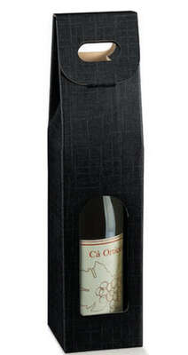 Immagine del prodotto Scatola di cartone nera 1 bottiglia + finestra + maniglia