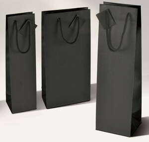 Immagine del prodotto Borsa in carta kraft Nero opaco per 1, 2 bottiglie (possibile personalizzazione)