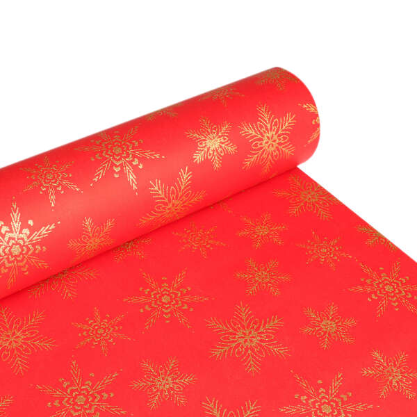 Immagine del prodotto Rotolo di carta regalo solida rossa / Fiocchi di glitter dorati