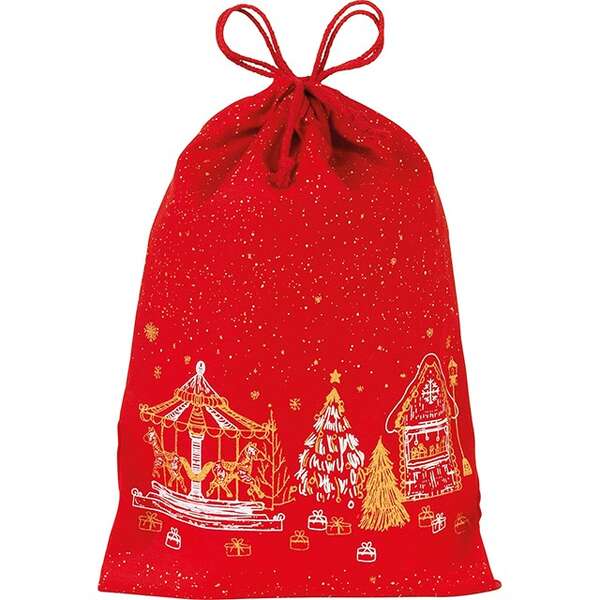 Immagine del prodotto Sacchetto di cotone rosso buone feste baita