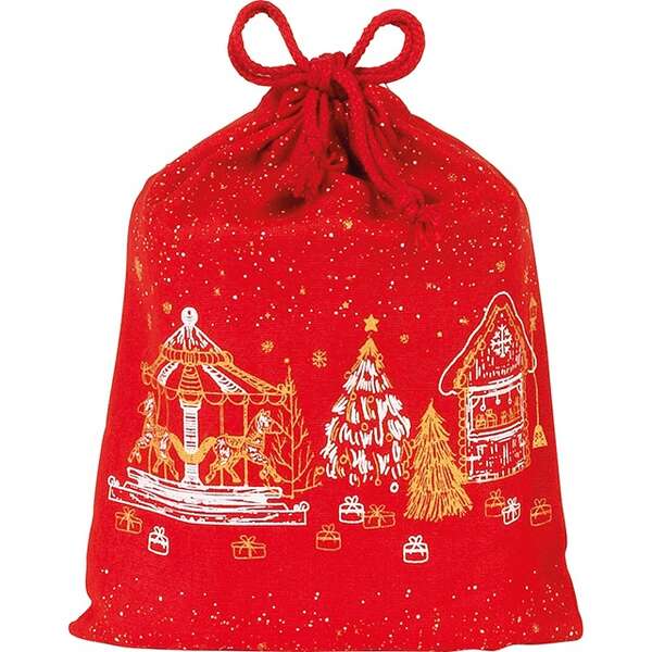 Immagine del prodotto Sacchetto di cotone rosso buone feste baita