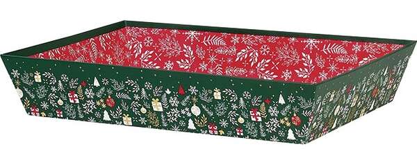 Immagine del prodotto Cestino rettangolare in cartone con decoro Happy Holidays