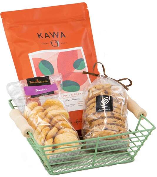 Immagine del prodotto Cestino quadrato in metallo con manici in legno verde “Sauvage”