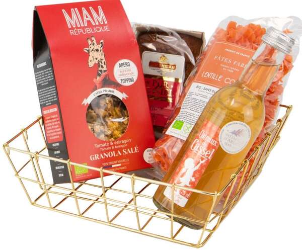 Immagine del prodotto Cestino quadrato in metallo dorato 