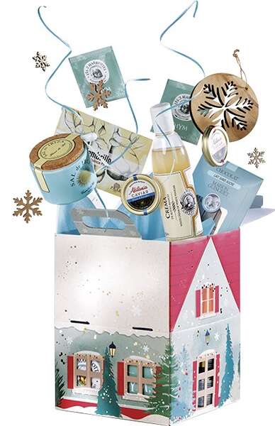 Immagine del prodotto Scatola in cartone a forma di casetta collezione “Snowy Countryside”.
