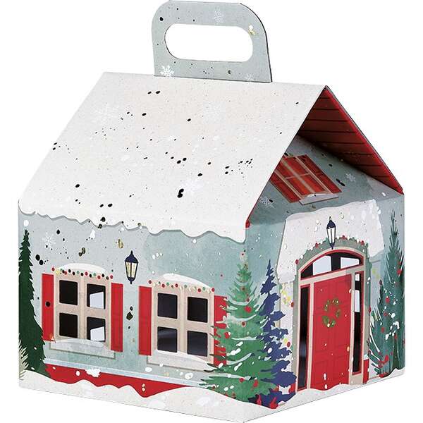 Immagine del prodotto Scatola in cartone a forma di casetta collezione “Snowy Countryside”.