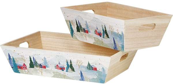 Immagine del prodotto Cesto rettangolare in legno collezione “Snowy Countryside”