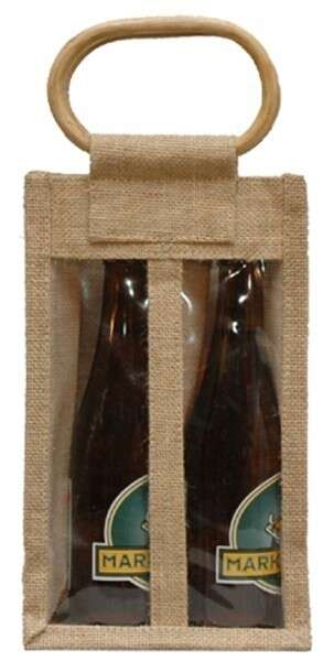 Immagine del prodotto  Borsa in juta per 2 bottiglie da 33cl + finestra LONGNECK