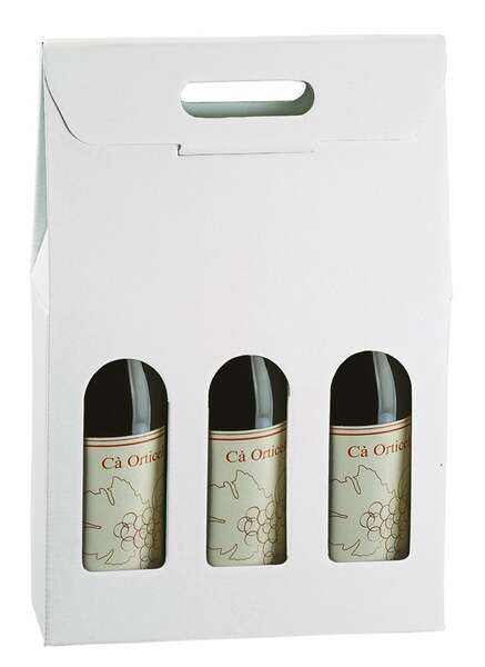 Immagine del prodotto Scatola di cartone da 2 bottiglie e 3 bottiglie “Economic White”