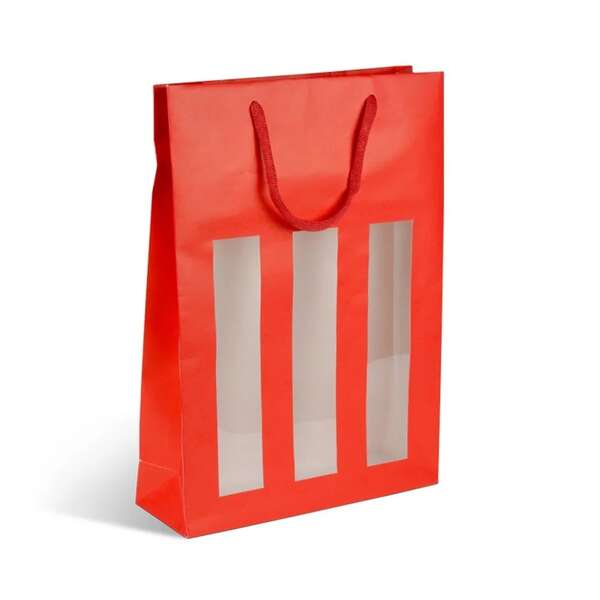 Immagine del prodotto Busta in carta per 1, 2, 3 bottiglie Finestra rossa