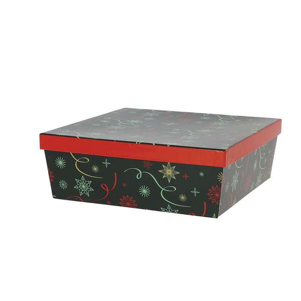 Immagine del prodotto Scatola natalizia verde quadrata impilabile in cartone con coperchio