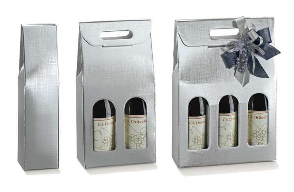 Immagine del prodotto Scatola cartoncino argento 1,2,3 bottiglie 0,75l