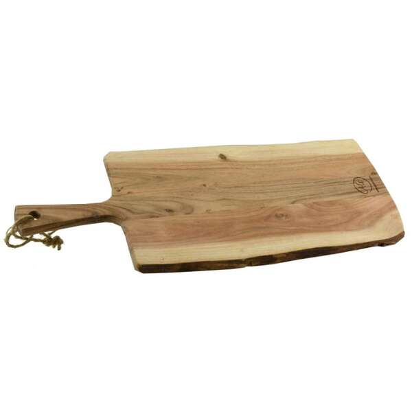 Immagine del prodotto Tagliere in legno di acacia naturale con manico e cordino.