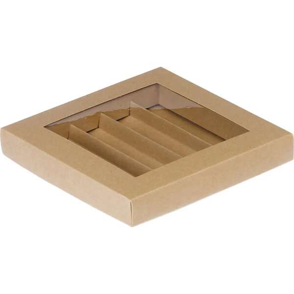 Immagine del prodotto Scatola rettangolare in cartone per cioccolatini, 3, 4 o 5 file, carta Kraft