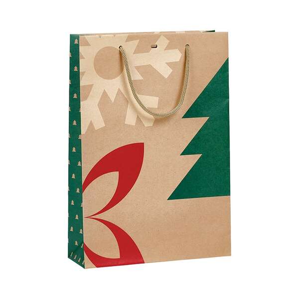 Immagine del prodotto Sacchetto di carta kraft per bottiglie, NATALE NATURA