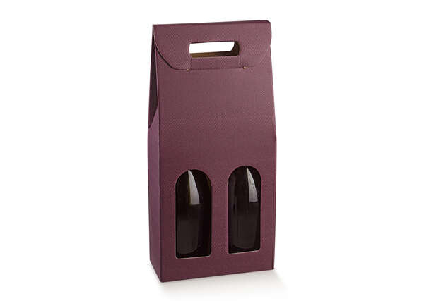 Immagine del prodotto Scatola regalo in cartone con 2 bottiglie da 0,75 l di vino Milan Bordeaux Plum e finestra