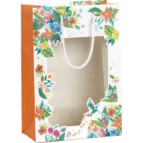 Sacchetti di carta fiori & colibr lati arancioni con finestra  : Barattoli