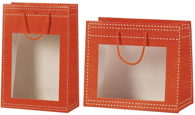 Sacchetti di carta arancione con finestra in PVC : Barattoli
